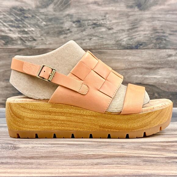 NIB Korks by Kork Ease 8M Fraya Leather Slingback Platform Wedge Sandal - Picture 5 of 11